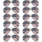 Mepase 12 Pack Mens Women American Flag Sunglasses Veterans USA Flag Glasses for Memorial Veteran Day Patriotic Party