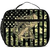Droerfes Camo Fish Insulated Lunch Box Reusable Lunch Bag Women Men Cooler Tote Bag For Kids Boys Girls Work Picnic School Office