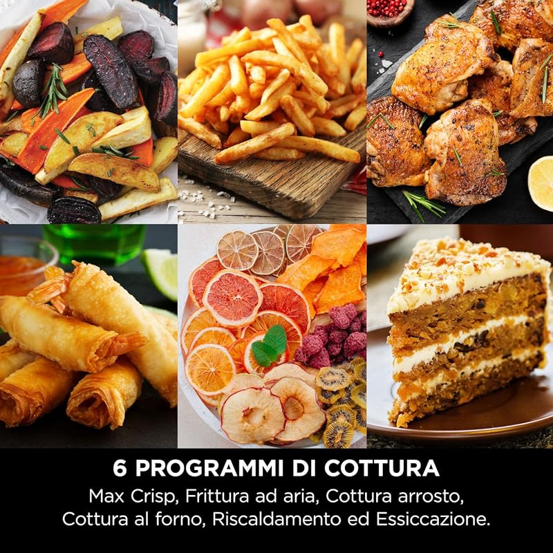 Friggitrice ad Aria MAX, 6.2L Digitale, 5 in 1, Antiaderente, Cottura Senza Olio, per Arrostire, Cuocere al Forno, Formato Famiglia, Cestello e Piastra Lavabili in Lavastoviglie, Grigio AF180EU