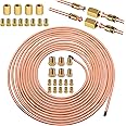 Tnisesm 3/16" 25 Ft Brake Line Tubing Kit, 3/16 Copper Coated Flexible Tube (Includes 16 Inverted Flare Fittings)