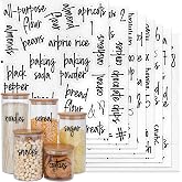 170PCS Kitchen Pantry Labels for Food Containers, Black Script Clear Labels | Water &amp; Oil Resistant Preprinted Labels, Easy Peel and Stick for Jars, Bins, Containers and Food Storage Organization