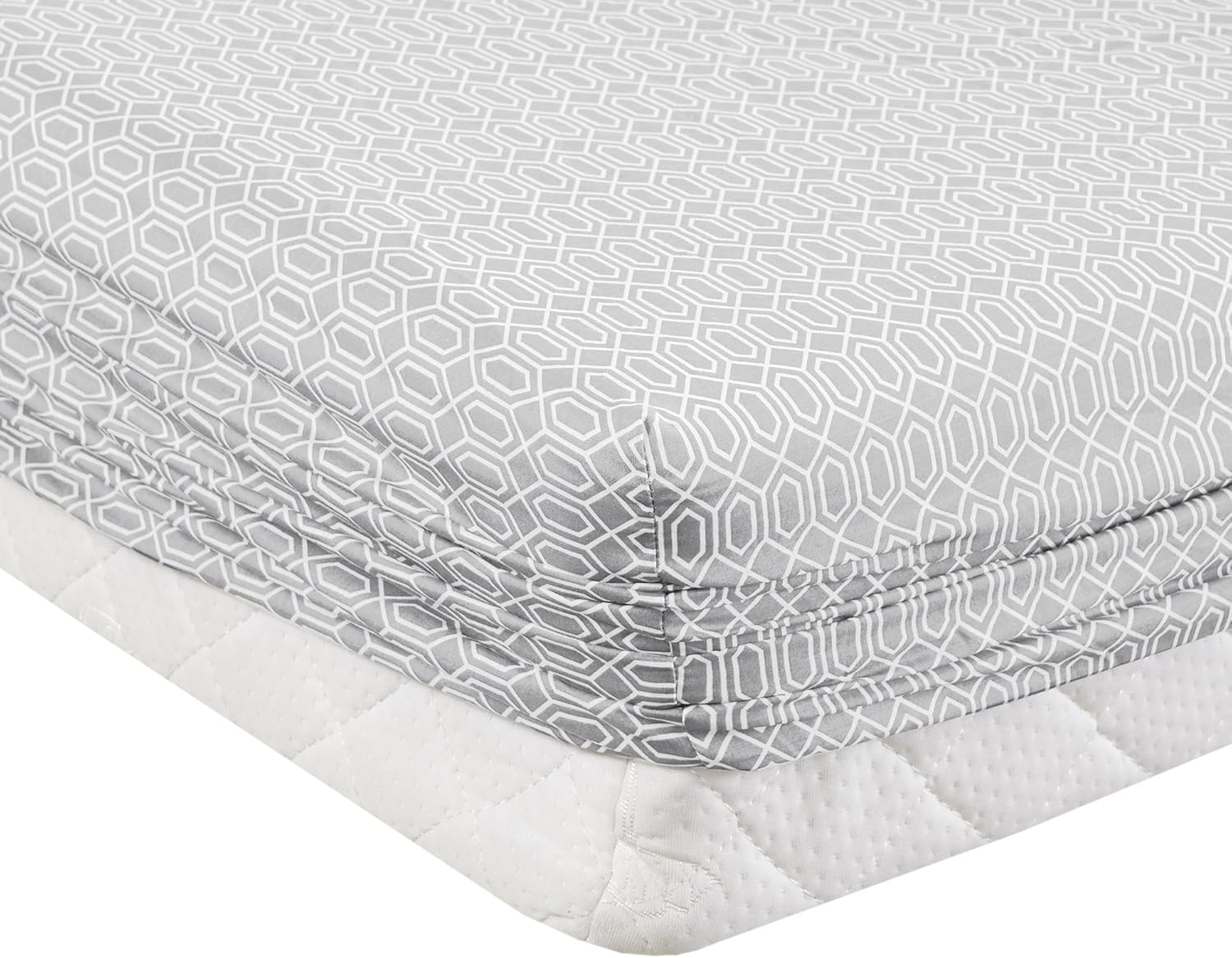 Comfort Spaces 100% Cotton Percale 4 Piece Set Ultra Soft Breathable Deep Pocket Printed Geometric Pattern Sheets with Pillow Cases Bedding, Full, Diamond Tasha Grey: Home & Kitchen