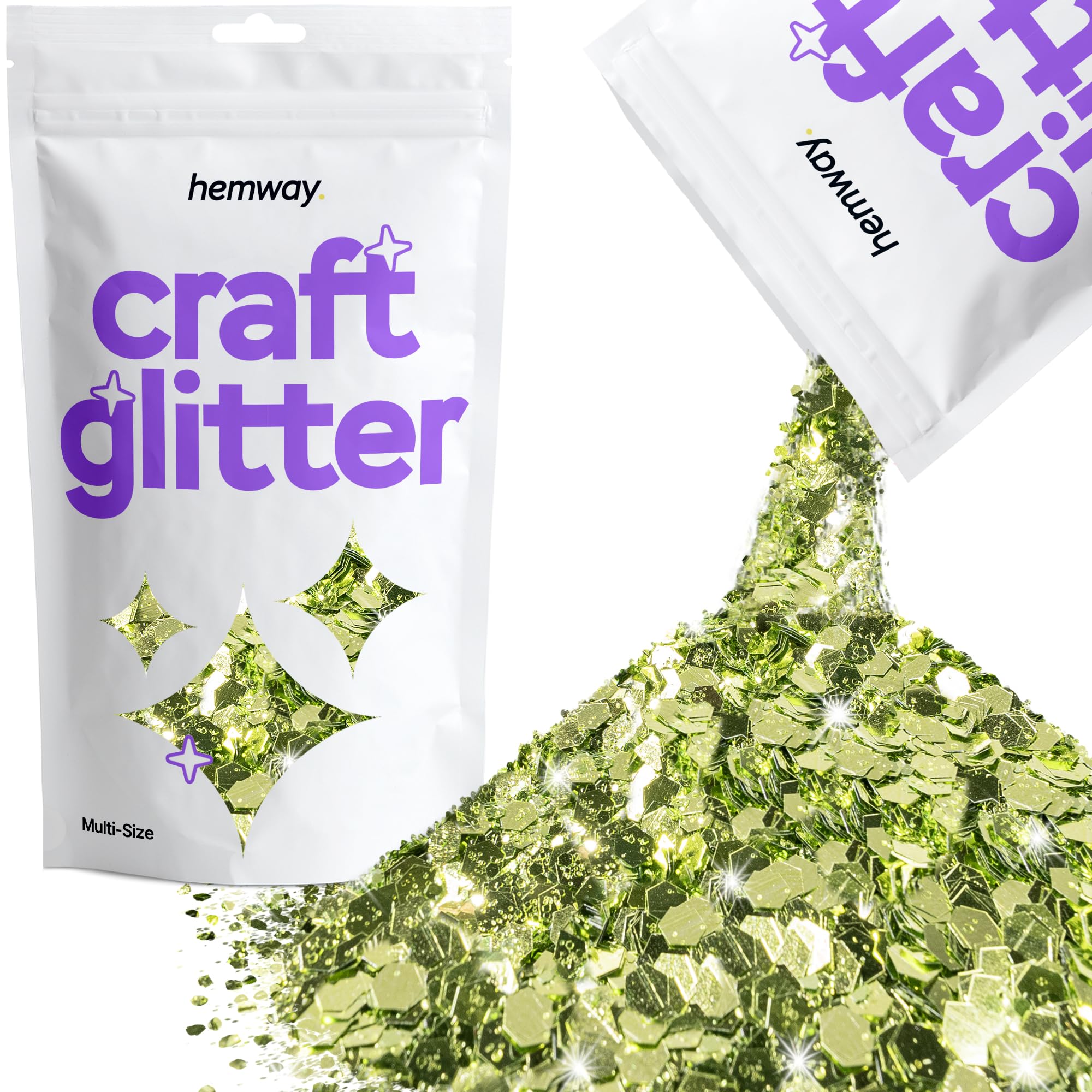 Hemway Craft Glitter Olive Green 100g Multi Size Glitter for Crafts, Resin, Cosmetic, Nail, Face, Body, Festival, Tumblers, Art, Candle, Crafting