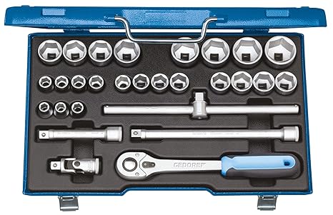 GEDORE Steckschlüssel-Satz 1/2 Zoll 28-Teilig, 6-kant 10-36 mm, 19 VMU-10