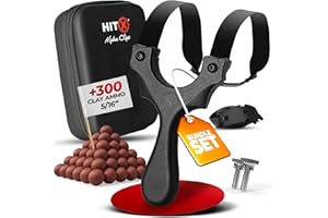 HITX Slingshot Set Alpha Clips | 300 Clay Ammo & 2 Band Sets | Sling Shot for Adult with Storage Box | Easy Tool-Free Band Change | Professional Slingshot Engineered in Germany