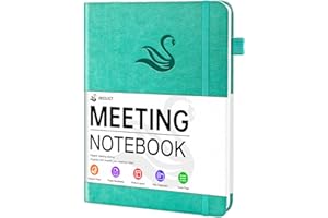JXSELECT Elegant Meeting Notebook for Work with Action Items, Premium Leatherette Hardcover Meeting Planner with Numbered Pages, 7 x 10" Project Planner Notebook Meeting Notes for Men & Women