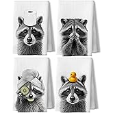 BUJSP Funny Cute Raccoon Bathroom Decor,Raccoon Lover Gifts Bathroom Hand Towels Set of 4,16x24 Inch