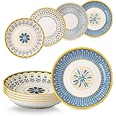 Yeacccng Pasta Bowls Set of 4, 24 Oz Ceramic Salad Bowls, 8 Inch Shallow Serving Bowls for Pasta, Salad, Oatmeal, Fruit, Easy to Clean, Dishwasher & Microwave Safe, Scratch-Resistant, Lead-Free