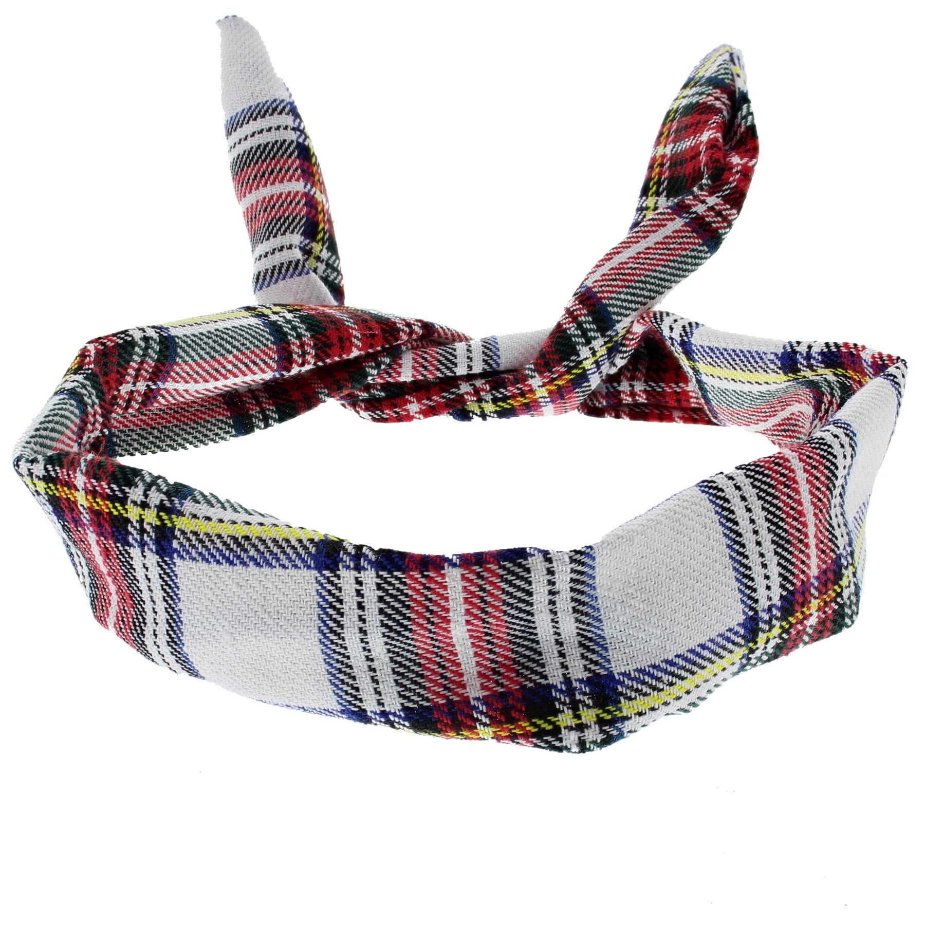 Topkids Accessories Wire Headbands for Women's Hair, Girls Hair Bands, Fashion Head Bands for Adults (White Tartan)