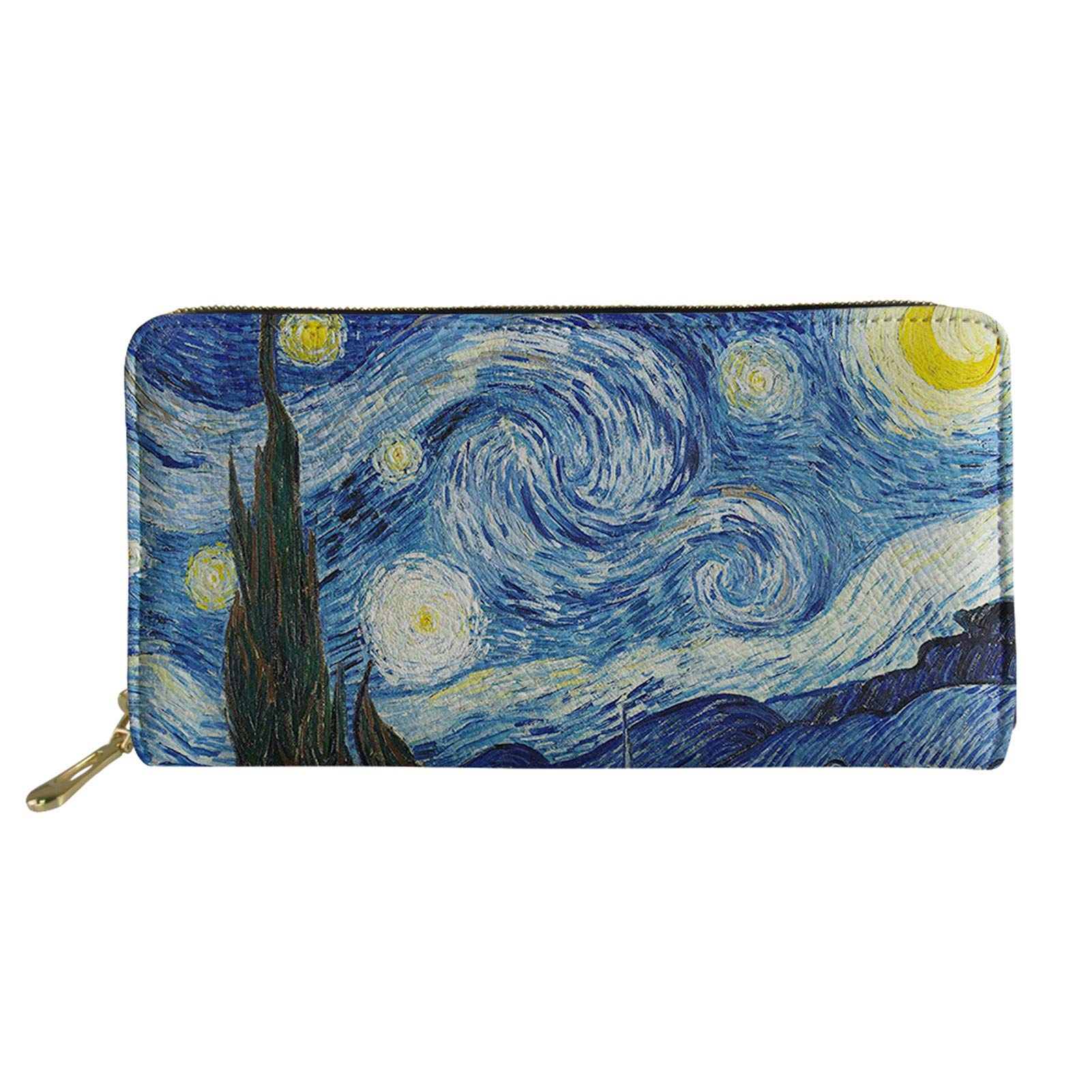 Belidome Van Gogh Starry Night Wome Wallet PU Leather Long Purse Money Phone Bag