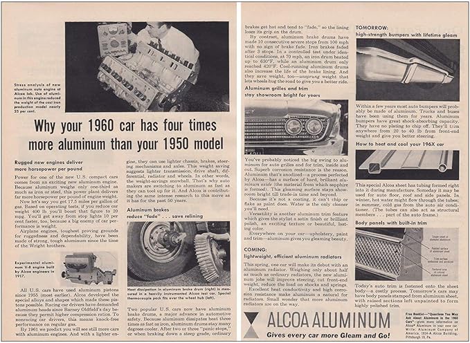 Amazon Com Relicpaper 1960 Alcoa 1960 Car Has Four Times More Aluminum Alcoa Print Ad Posters Prints