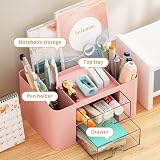 Marbrasse Desk Organiser with Drawers Pink Multifunctional Pen Holder 7 view 7