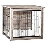 DWANTON Dog Crate Furniture with Cushion, Wooden