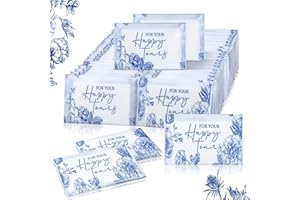 Yinder 60 Bulk Happy Tears Tissue Packs for Wedding 3 Ply Pocket Size Tissues Packs for Guests Facial Individual Wedding Party Favors Travel Graduation Celebration (Blue Flower)