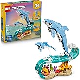 LEGO Creator 3 in 1 Sea Animals: Beautiful Dolphins Building Toy for Girls, Boys, & Kids, Ages 8+ - Build a Dolphin, Seahorse