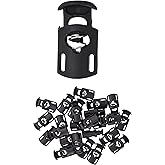 Mandala Crafts Black Spring Cord Locks Barrel Single Hole Toggles for Drawstrings Clamps - 100 Barrel Plastic Cord Stoppers Drawstring Clips Locking Ends for Paracord Shoelace