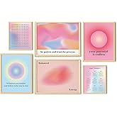 EXCOOL CLUB Aura Posters for Room Aesthetic - 16x12 Aura Wall Art Angel Number Poster, Pink Spiritual Room Decor, Gradient Colorful Angel Numbers Print, Positive Energy Pictures for Bedroom (UNFRAMED)