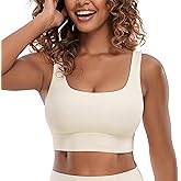 CRZ YOGA Butterluxe U Back Longline Sports Bras for Women - Scoop Neck Padded Yoga Workout Crop Top with Built in Pads