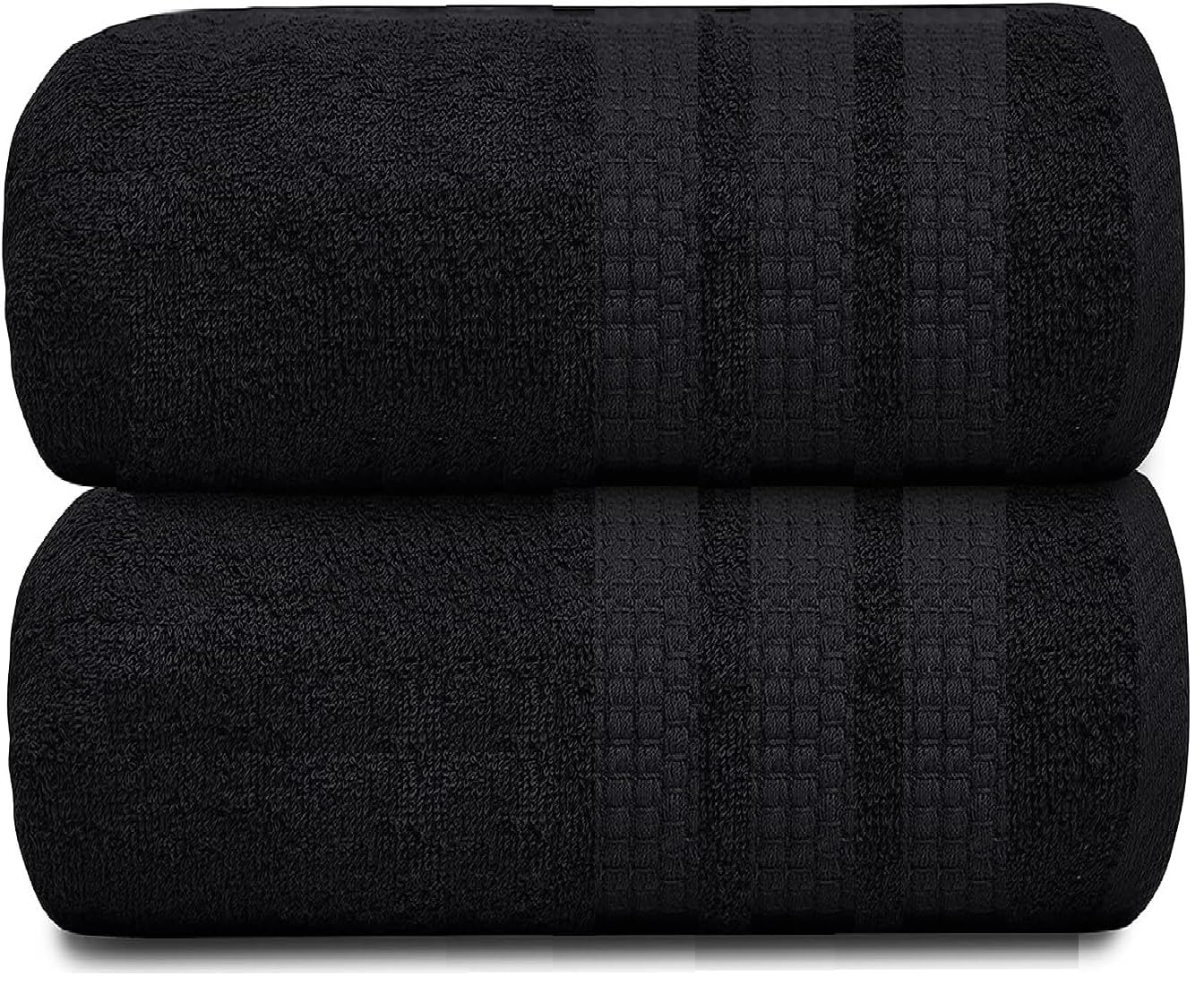 Fantastic Pack Of 2 Luxury Super Bath Sheet Extra Large & Soft High Absorbent Beach Towels 100% Egyptian Cotton Quick Dry Plush Fluffy Towels(95x200). (Black)