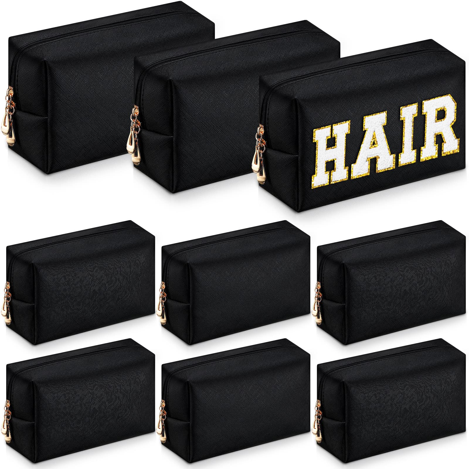 Photo 1 of Sanwuta 9 Pcs Makeup Bags Bulk PU Double Zippers Cosmetic Bag Makeup Toiletry Pouch Portable Travel Organizers Case for Women Bachelorette Party End of The Year Bridesmaid Gift(Black)