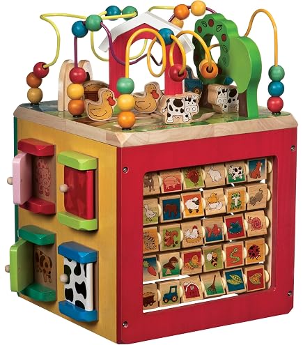 Cube D’Activité En Bois 12 En 1 - Jouet Montessori Éducatif Pour Bébé Avec Boulier, Labyrinthe Et Plus, Idéal Pour Enfants 1 à 5 Ans