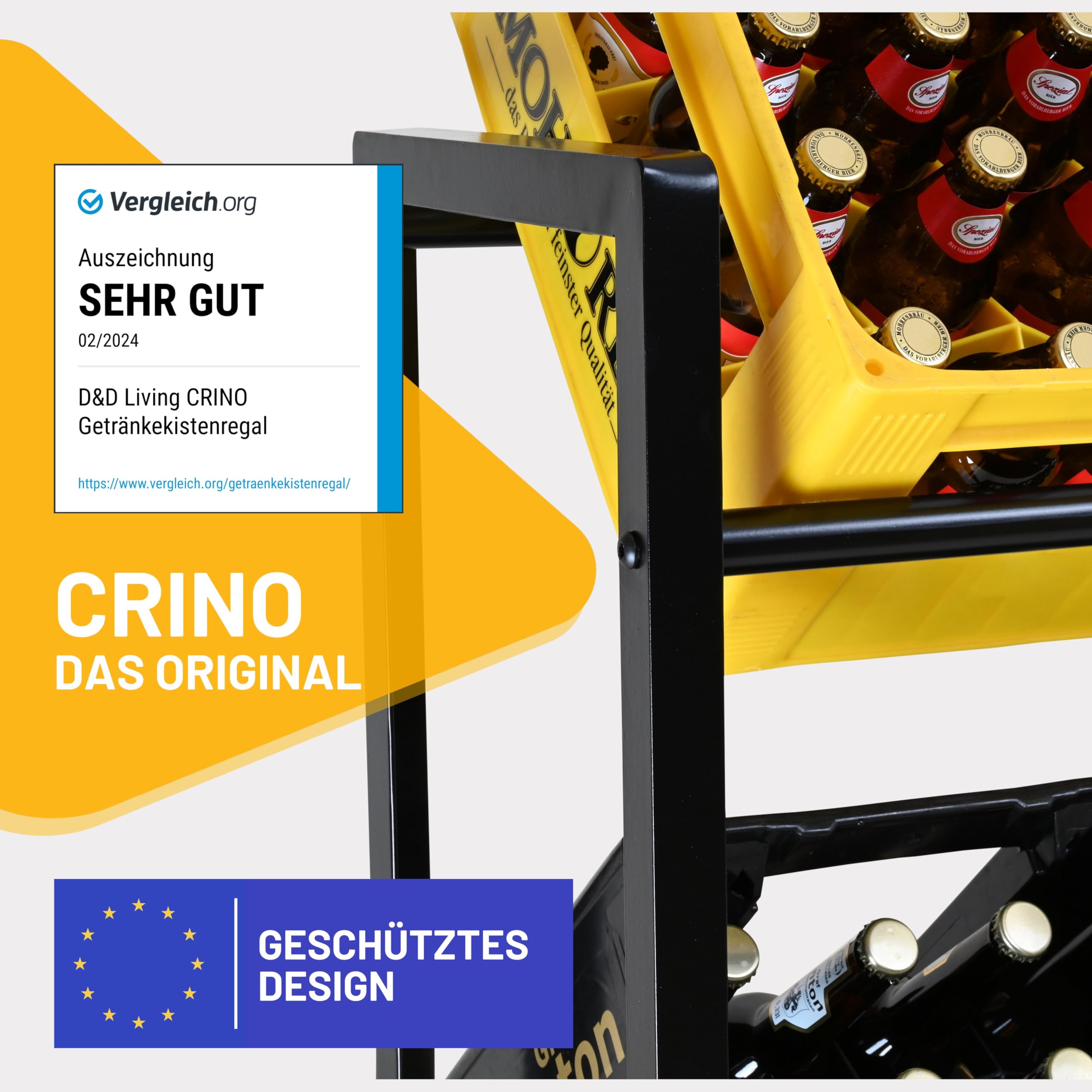 D&D Living® CRINO Getränkekistenregal 6 Kisten | Das Original Getränkeregal | Hohe Stabilität durch Metallrahmen | entwickelt in Österreich 2