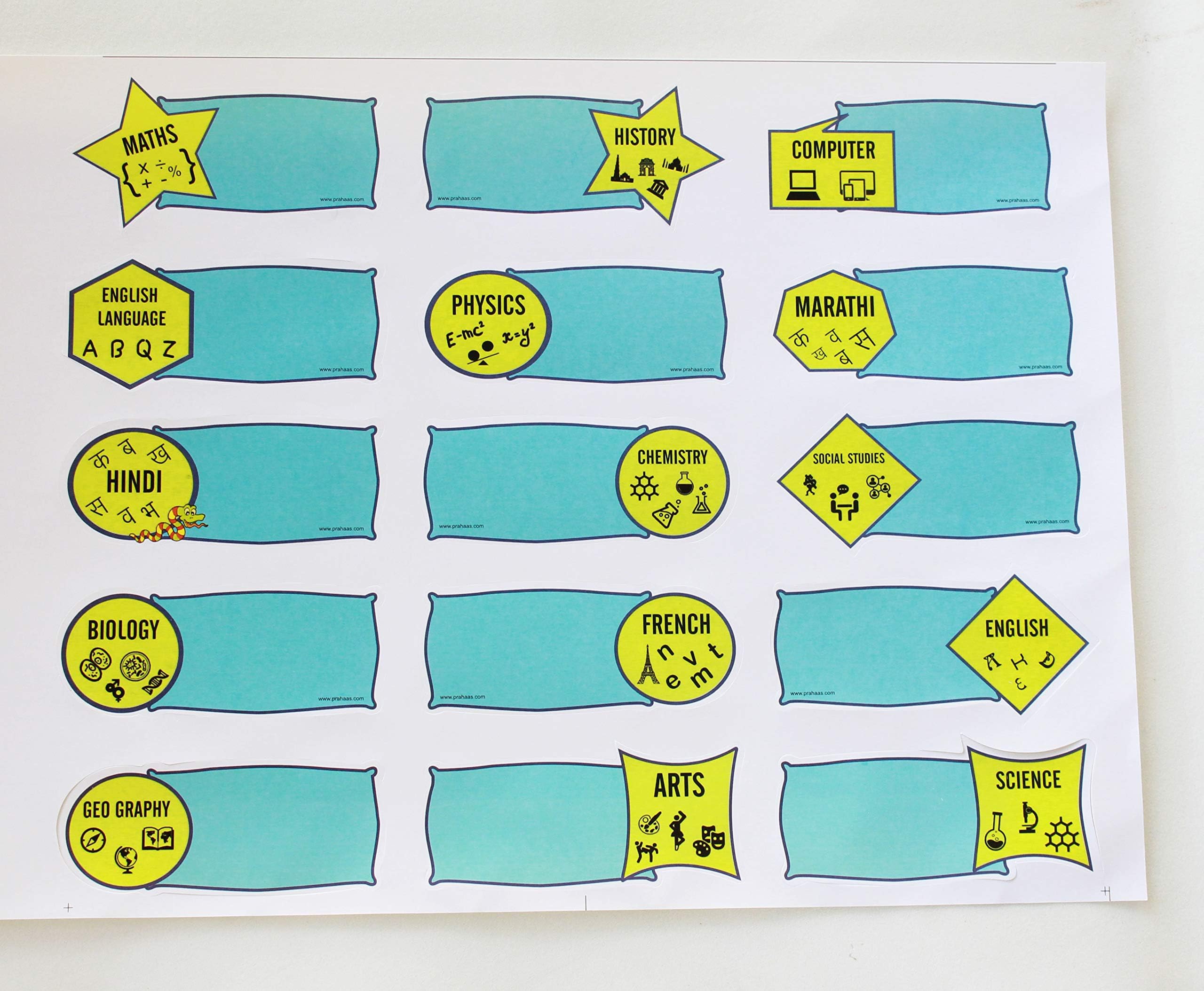 Die Cut Unique School Book Labels for all Subjects (Blue) - -Set of 2