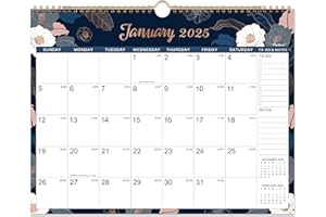 PINCHOCO 2025 Wall Calendar - 2025 Calendar, Jan. 2025 - Dec. 2025, 11.5'' x 15'', 12-Month Calendar 2025 with Julian Dates - Engraved Floral