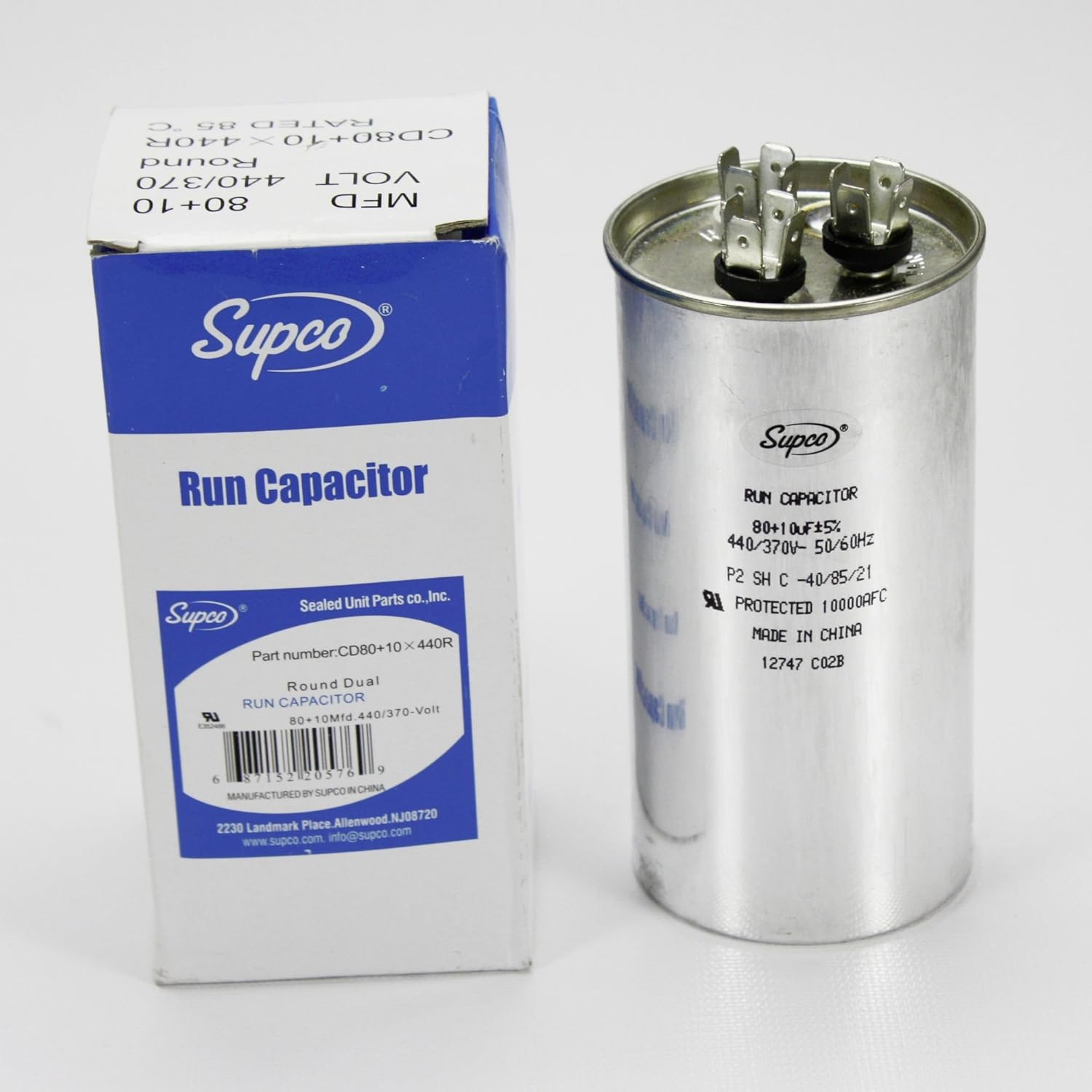 80+10 MFD 440v 440 Volt 50/60 Hz Round Dual Capacitor for Goodman Rheem