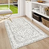 Lahome Oriental Washable Rugs 3x5, Rug for Entryway Indoor Non-Slip, Ultra-Thin Soft Boho Area Rug for Bedroom, Traditional Vintage Low-Pile Entry Throw Rugs Mats for Bathroom Kitchen,(3x5ft, Beige)