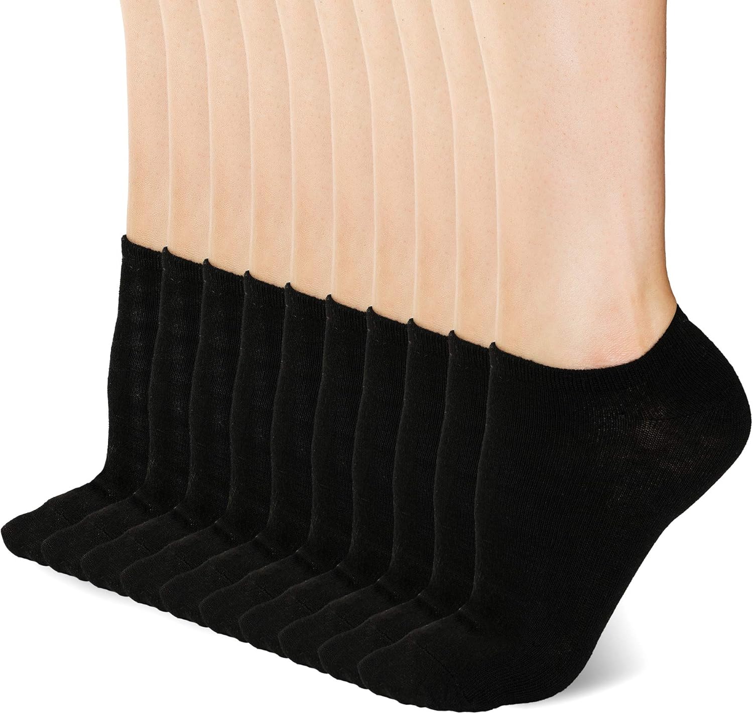 T Tahari Womens Performance No Show Ankle Socks Size 911 Black 10 Pack