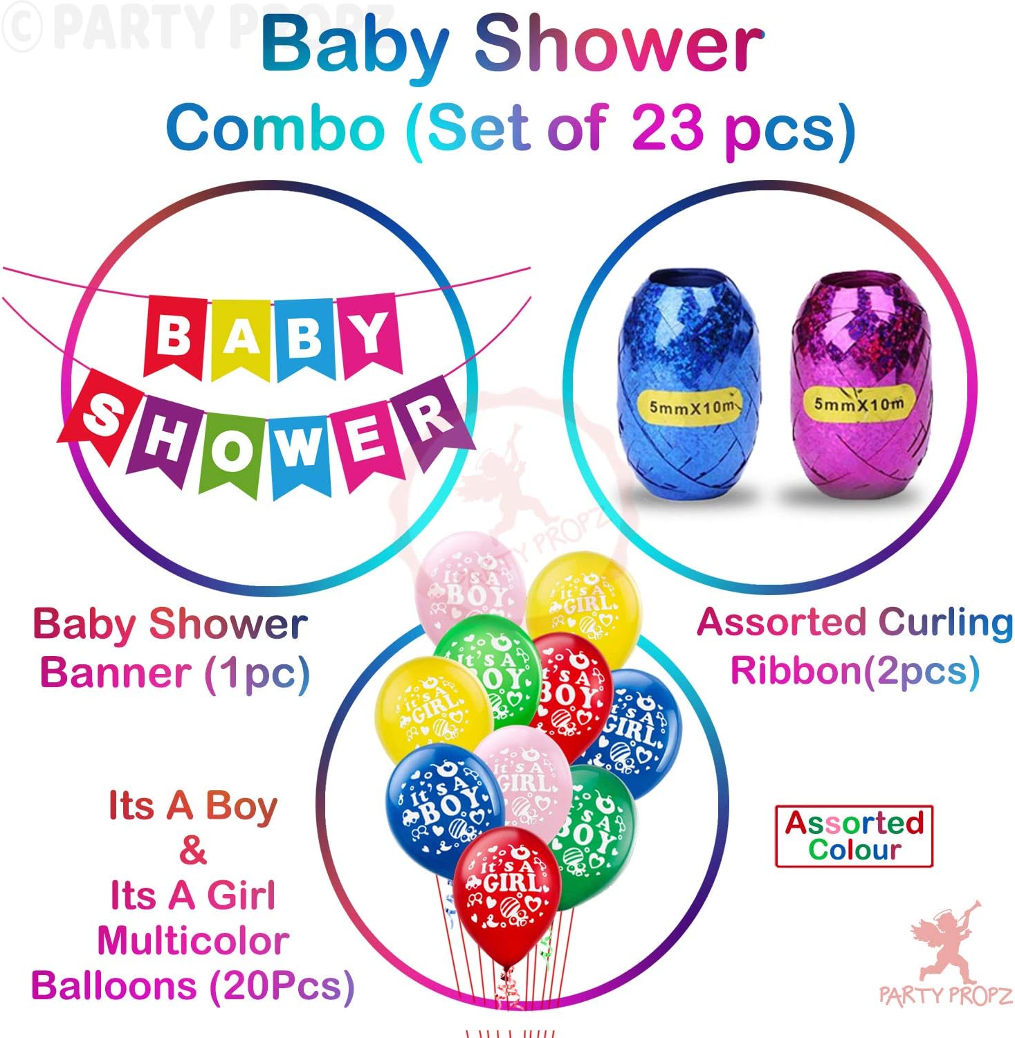 23 Pcs Multicolour Baby Shower Combo For Baby Shower Decoration / Baby