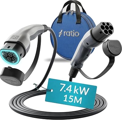 Ratio Electric Type 2 Charging Cable 7.4kW 15m 32A 1-Phase Mode 3
