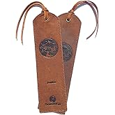 Leather Bookmark Handmade with Mountain Design - 2 Genuine Leather Book Marks - Perfect Bookmarks for Men Women and Kids | Great Book Lovers Gift for Bookworms Writers Friends and Family
