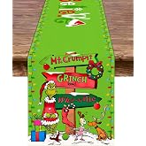 Christmas Table Runner Merry Christmas Winter Holiday Party Decoration Xmas Fireplace Kitchen Dining Room Home Decor (Green, 13" x 72")