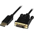 StarTech.com 6ft (1.8m) DisplayPort to DVI Cable - 1080p Video - Active DisplayPort to DVI Adapter Cable - DisplayPort to DVI-D Cable Single Link - DP 1.2 to DVI Monitor Cable Converter (DP2DVIMM6BS), Black
