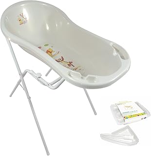 Baby Badewanne XXL 100 cm Disney Winnie Pooh perl weiß + Badewannenständer + Ablaufschlauch