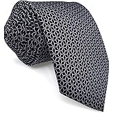 S&W SHLAX&WING Necktie for Men Black Pattern White Cubes Elegant Large Size Gift Mens Tie Woven XL