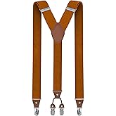trilece Mens Suspenders Solid Straight Clip Adjustable Y Back Costume Wedding Prom Tuxedo Dress Suspenders
