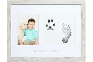 Kate & Milo Rustic Pawtners In Crime Picture Frame and Babys Handprint or Footprint and Pet Pawprint Ink Kit, Cat or Dog Paw Print Ink Pad Kit, Baby and Pet Keepsake