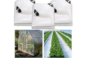 Berlune 3 Pack Clear Greenhouse Heavy Duty Tarp, 8 x 10 ft Clear Waterproof Cover, 14 Mil Plastic Mesh Cover UV Resistant Poly Tarp with Grommets for Gardening, Farming, Nursery Outdoor Event