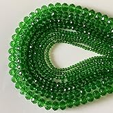 CrzBeadss 780Pcs Briolette Glass Beads for Jewelry Making, 3-10mm Faceted Green Crystal Glass Beads for Bracelets, Rondelle Crystal Loose Beads Bulk for Crafts Wine Charms Wind Chimes Suncatchers