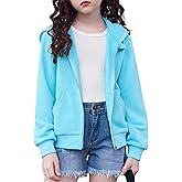 Arshiner Girls Zip Up Hoodies Cropped Full-Zip Hoodie Kids Casual Sweatshirt Spring Fall Jackets with Pockets