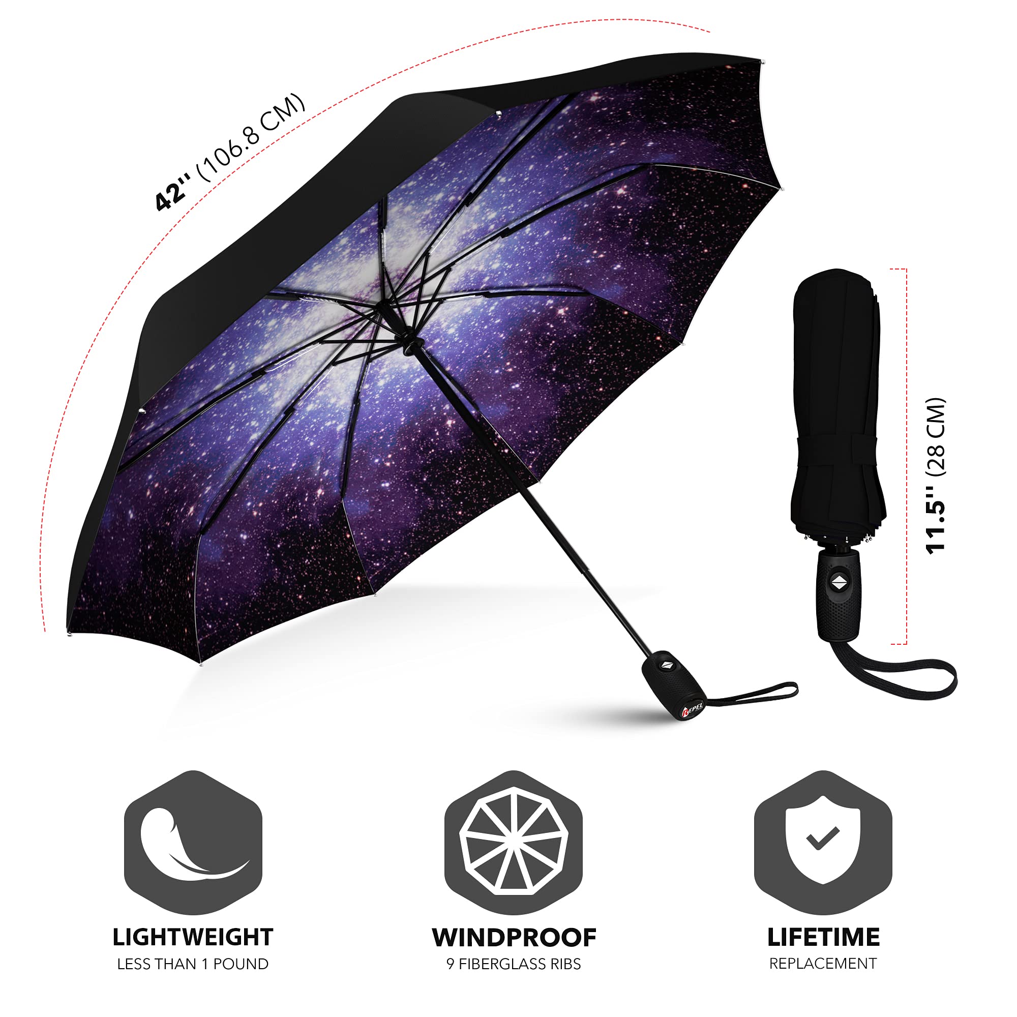 Repel Umbrella The Original Portable Travel Umbrella - Umbrellas for Rain Windproof, Strong Compact Umbrella for Wind and Rain - Perfect For On-the-Go