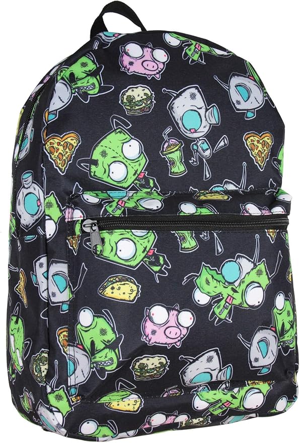 Invader Zim Gir And Pig Allover Print Officially Licensed Laptop Backpack School