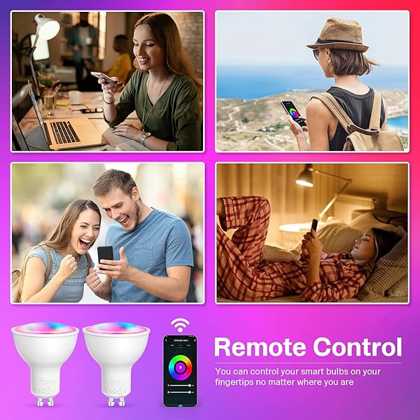 Maxsure Bombilla Inteligente GU10 5W 500LM 2700K 6500K Bombilla LED GU10 Regurable Blanco Clido Fro y RGB Control por Alexa Google Home y App Smart Life 2 Unidades Red 2 4GHz
