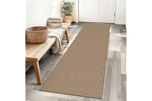 IOHOUZE Washable Runner Rug 2x6 Non Slip Rubber Backed Runners for Hallways Entryway Runner Indoor, Kitchen Rugs Woven Cotton Floor Carpet for Hall Entrance Bedroom, Orange/Tan/Brown