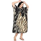 Gypsie Blu Women’s Plus Size Printed Caftan Maxi Dress Beach Cover Up, Summer Dress, V-Neck Kimono Sleeve Lounge Wear