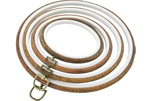 Embroidery Hoop Frames by Celley, Vintage Imitated Wood Design, Sizes from 5.5 Inches to 10.2 Inches, 4 Pcs