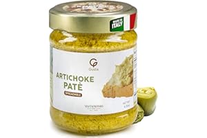 Gusta Artichokes Spreadable Pate - Made in Italy Dip or Spread - Paste of Artichoke in Jar with Extra Virgin Olive Oil - Non-GMO, All Natural - Perfect Snack - 6.35oz Glass Jar
